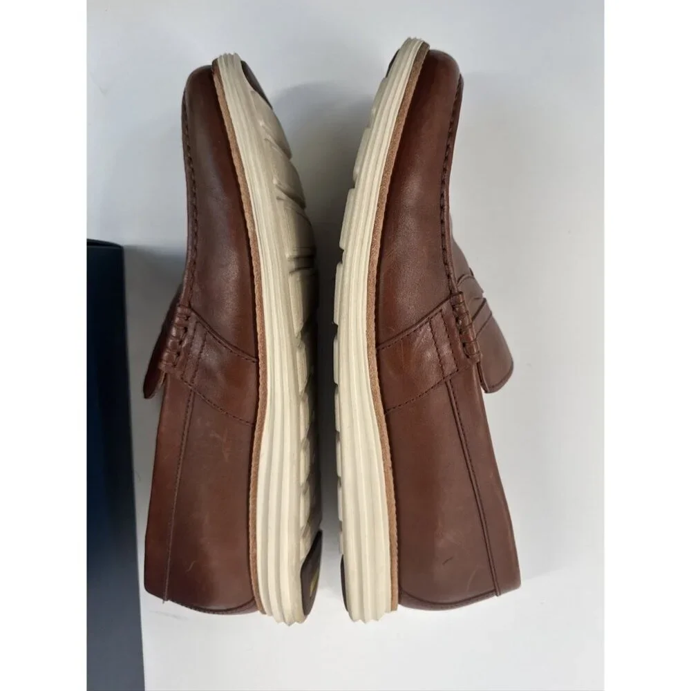 Cole Haan Penny Loafers Mens 13 Brown Leather Boat Shoes Slip On Grand in Box